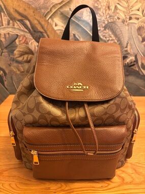 COACH Brown Signature Canvas Backpack